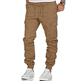 Mens Pants Jeans Joggchino Hose Skinny Fit Cargohosen Männer Jogginghose Slim Fit Casual Jeans Herren Chino Cargo Jogger Stretch Sporthose mit Taschen Streetwear Freizeithose F