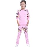 LSERVER Sportanzug Mädchen Jogginganzug Pullover und Hose Trainingsanzug,Rosa,134/140