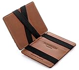 JAIMIE JACOBS Flap Boy Slim - Das Original - Magic Wallet ohne Münzfach integrierter RFID Schutz Magischer Geldbeutel Echtleder (Dunkelbraun)