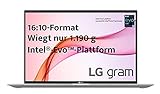LG gram 16 Zoll Ultralight Notebook 2021 Edition - 1,19 kg leichter Intel Core i7 Laptop (16GB LPDDR4, 512GB SSD, 22 h Akkulaufzeit, WQXGA IPS Display, Thunderbolt 4, Windows 10 Home) - Silb