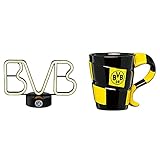 Borussia Dortmund BVB-LED Dekoleuchte & BVB-Tasse mit Schal-Design, Schwarz/Gelb