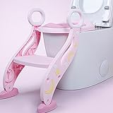 Kleinkinder-Töpfchensitz, ausgestattet mit Handläufen, ergonomische Töpfchen-Trainingstoilette, Baby-Kleinkind für 2-8 Jahre altes Töpfchentraining(Rosa PU-Kissen)