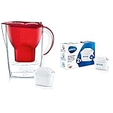 Brita Wasserfilter Marella, inkl. 1 Maxtra+ Filterkartusche rot & Wasserfilter-Kartusche MAXTRA+ 2er Pack – Kartuschen für alle BRITA Wasserfilter zur Reduzierung von Kalk, C