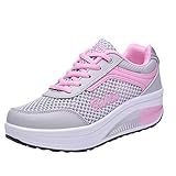 MRULIC Damen Fitness Laufschuhe Sportschuhe Schnüren Running Sneaker Netz Gym Schuhe Trendige Schnür Sport Turnschuhe Flex Appeal Outdoor Trainers Mit Schnürung