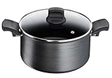 Tefal G12446 Titanium Fusion Kochtopf 24 cm (Titanium Extra Antihaft-Versiegelung, Hard Fusion Außenschicht, für alle Herdarten inkl. Induktion geeignet) Schw