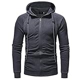 Hoodie Herren Kapuzenpullover Kapuzenjacke Slim Fit Einfarbig Hoodie Herren mit Reißverschluss Moden Sweatshirt Langarm Pullover-Shirt mit Kapuze Sportjacke Outdoorjack