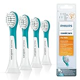 Philips Sonicare Original Aufsteckbürste Sonicare for Kids HX6034/33, ab 4 Jahren, weiche Borsten für eine behutsame Reinigung, 4er Pack, Weiß-türk