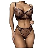 Sonojie Dessous Damen Unterwäsche Frauen Set Spitze BH und Slip Lingerie Nachtwäsche Sets Push Up BH Riemchen Spitzen BH Push up Dessous Transparent Unterwäsche-S