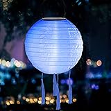 Lampions Solar Außen Bunt Solarlaterne Wasserdicht Hängende Gartenlaterne Garten Deko Papierlampen für Hochtzeit Kirche Garten Party Dekoration Wasserdicht Lampion Laternen Solar Lichterkette Auß