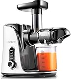 AMZCHEF Entsafter Slow Juicer leistungsstarker Entsafter für Obst und Gemüse mit 2 Geschwindigkeitsmodi, 2 Reiseflaschen (500 ml), LED-Anzeige, Reinigungsbürste und Ruhiger Motor,Weiß