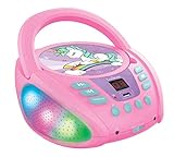 Lexibook RCD109UNI Einhorn-Bluetooth-CD-Player für Kinder-Tragbar, Lichteffekte, Mikrofonbuchse, Aux-In, Akku oder Netz, Mädchen, Jungen, L