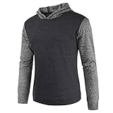 XWLY Sweatshirt Herren Modern Urban Slim Fit Mode Farbabstimmung Spleißen Herren Hoodie Frühling Herbst Dünnschliff Casual Atmungsaktiv Gym Fitness Männer Laufshirt B-Dark Grey XL