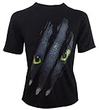 Dreamworks Dragons Kinder T-Shirt Toothless Ohnezahn Kopf / Klaue, schwarz (128-134)