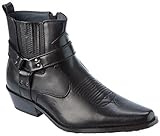 Western Style Stiefel New Upgrade Premium PU Leder Cowboy, Schwarz (schwarz), 42 EU