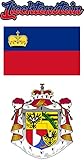 Nation Liechtenstein Aufkleber 3 Stück Flaggen Fahne Wappen Set selbstklebend Sticker PKW Auto Motorrad Biker Büro F3