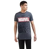 Marvel Herren Mono Comic T-Shirt, dunkelgrau, M