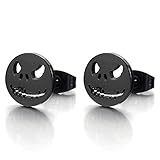 Schwarz Klein Monster Ohrstecker Herren Damen Jungen, Gestüt Ohrringe Edelstahl, Ohrschmuck, 2 Stücke, Punk Rock