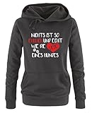 Comedy Shirts - Nichts ist so ehrlich und echt wie die Liebe eines Hundes - Damen Hoodie - Schwarz / Weiss-Rot Gr. XL