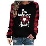 Azruma Damen Sweatshirt Valentinstag bedrucktes Langarmshirt Teenager Mädchen Jumpers Pullover Herbst Winter Oberteile Lockere Sportbekleidung Winterpullover Langarm Bluse Tops Pulli Tunika Sw