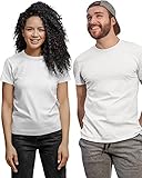 Tshirt Weiss Bio-Baumwolle Damen Herren Unisex, Basic Einfarbig T-Shirt Weiß Rundhals Crew Neck Kurze Ärmel Kurzarm Rundhalsausschnitt für Frauen Männer, Fair Wear Fairtrade umweltfreundlich Veg