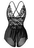 Armondii Damen Babydoll Dessous Body Offen Reizwäsche Nachtwäsche (XL, Schwarz)