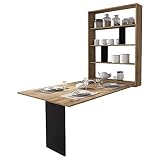 Selsey ESPIGO - Esstisch/Wandtisch klappbar mit Regal - Tischplatte rechteckig 130 x 80 cm (Wotan Eiche)