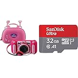 Vtech 80-520099 80-520099-KidiZoom Duo DX inkl. Tragetasche pink Kinderkamera & SanDisk Ultra 32 GB microSDHC Speicherkarte + SD-Adapter mit A1 App-Leistung bis zu 120 MB/s, Klasse 10, U1