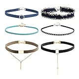 JJDreams 6Pcs Women Punk Rock Rivet Choker Denim Zircon Tassel Vintage Tattoo Wrap C