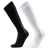 DANISH ENDURANCE Abgestufte Kompression Socken für Männer & Frauen 2 Paare (Mehrfarbig (1 x schwarz, 1 x weiß), EU 39-42)