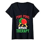 Damen Ping Pong Tischtennis Spieler Bälle Spiel T-Shirt mit V