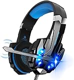Gaming Kopfhörer für Xbox One, PS4, PC, Smartphone, Laptops, Mac,Tablet, Stereo Bass Surround, Headset mit Mikrofon, LED Licht (Blue)