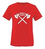 Comedy Shirts - Vikings Axt - Mädchen T-Shirt - Rot/Weiss Gr. 134-146