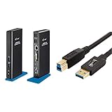 i-tec USB 3.0 Dual Docking Station für Tablets und Notebooks (HDMI, DVI - 2X Full HD+, 4X USB 2.0, 2X USB 3.0) & Amazon Basics USB-3.0-Kabel, USB-A-auf-USB-B, 91,4 