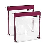 nex|trip Kulturbeutel [2'er-Set] Transparent für Flüssigkeiten Handgepäck - Kosmetiktasche durchsichtig für Flugzeug - Reiseset Kosmetik Beutel (Purple)