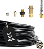 Rohrreinigungsschlauch - Set PROFESSIONAL (6-Teilig) für Kärcher Kränzle NILFISK ALTO WAP Professional HD HDS Anschluss 1/8' AG : M22 x 1,5 IG & Bajonett-Adapter & Adapter KEW & 2x Düsen (8 Meter)