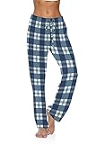 DIBAOLONG Damen Yogahose mit weitem Bein, lockerer Kordelzug, bequem, Lounge, Workout, Sweatpants mit Taschen, Schwarz-weißes Plaid 0115#,