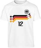 Deutschland Retro EM 1990 Trikot Fanshirt EM 2021 Größen 86-128 Kinder Jungen T-Shirt 104 Weiß