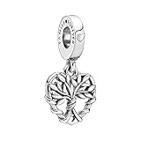 Pandora Moments Herz Familienstammbaum Charm-Anhänger aus Sterling Silber - Kompatibel mit Pandora Moments Armbänder - 799149C00