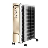 SZHWLKJ Tragbare Space Heater mit Folding Kleiderständer, gefüllt Ölradiator Heizung mit Gleitrollen, Umsturz & Überhitzungsschutz, perfekt for Zuhause und das Büro, Energiesp