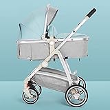 Kinderwagen für Neugeborene, Kinderwagen-Reisesysteme, Reise-Pram-faltbarer Buggy-Kutsche leicht und kompakt von der Geburt bis 25kg für Neugeborene und Kleinkind, weiß, H095ZJ (Color : Blue)