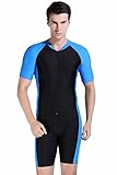 Cokar Herren Schwimmanzug Lang Sonnenschutzkleidung Sunsuit Ganzkörperansicht Badeanzug (Blau-1, 2XL)