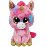 Carletto Ty TY36819 Fantasia Beanie Boos Einhorn 36819-Plüschtier-Fantasia-Einhorn mit Glitzeraugen, Rose, 41