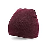 MKR Beanie Mütze Herren Damen Unisex Warm Weich Knit Leichte Wintermütze, burgunderfarben, O