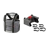 KlickFix Hundekorb Doggy, grau/schwarz, 0302GR & Zubehör Lenkeradapter mit Schloss, Schwarz, One S