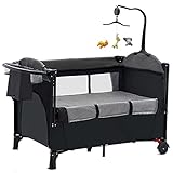 QIAOWENJIAN Hochwertiges Modernes Design Tragbares Beistellbett mit Multifunktionalem, Tragbarem Reise-babybett, Laufstall mit Shaker und Wick