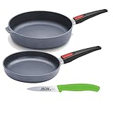Woll Pfannenset Diamond Lite 2 Guss-Pfannen Ø 24 cm + Ø 32 cm, Höhe 5 bzw. 7 cm mit abnehmbaren Griff, inkl. 1 x Gemü