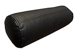 Quattro Meble Schwarz Echt Leder Nackenrolle Nackenkissen Lederkissen Sofa Dekokissen Rindsleder Kissen Kopfstützen Kopfkissen Durchmesser 15cm (40cm x D-15cm)