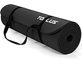 TOPLUS Verdickte Gymnastikmatte Phthalatfreie Yogamatte rutschfest und gelenkschonend Sportmatte für Yoga Pilates Sport mit praktischem Trageband Pilatesmatte 183 * 61 * 1 cm (Schwarz)