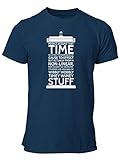 clothinx Wibbly Wobbly Timey Wimey Stuff | Time Stuff Serien Zeitreise Text-Design in Form Einer Notruf-Zelle | Perfekt Für Begleiter und Fans des Doktors Herren T-Shirt Navy Gr. XXL