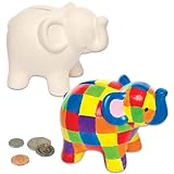 Baker Ross AG700 Keramik-Spardosen „Elefant“ für Kinder zum Basteln, Bemalen, Dekorieren und Verschenken (2 Stück)